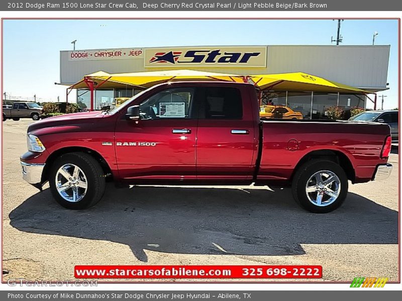 Deep Cherry Red Crystal Pearl / Light Pebble Beige/Bark Brown 2012 Dodge Ram 1500 Lone Star Crew Cab