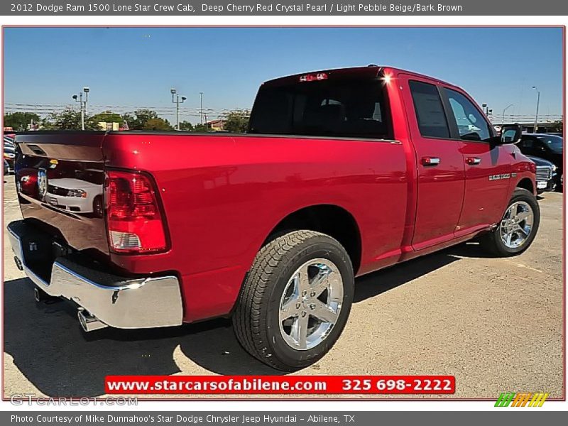 Deep Cherry Red Crystal Pearl / Light Pebble Beige/Bark Brown 2012 Dodge Ram 1500 Lone Star Crew Cab