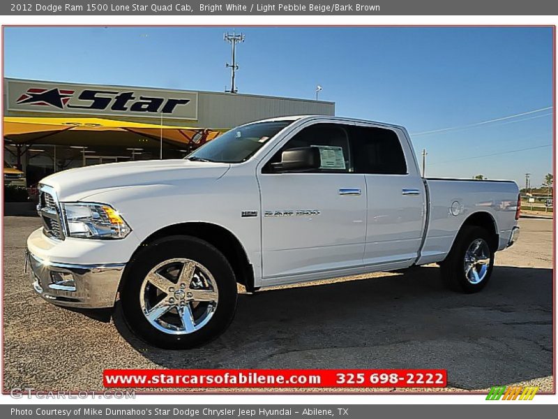 Bright White / Light Pebble Beige/Bark Brown 2012 Dodge Ram 1500 Lone Star Quad Cab