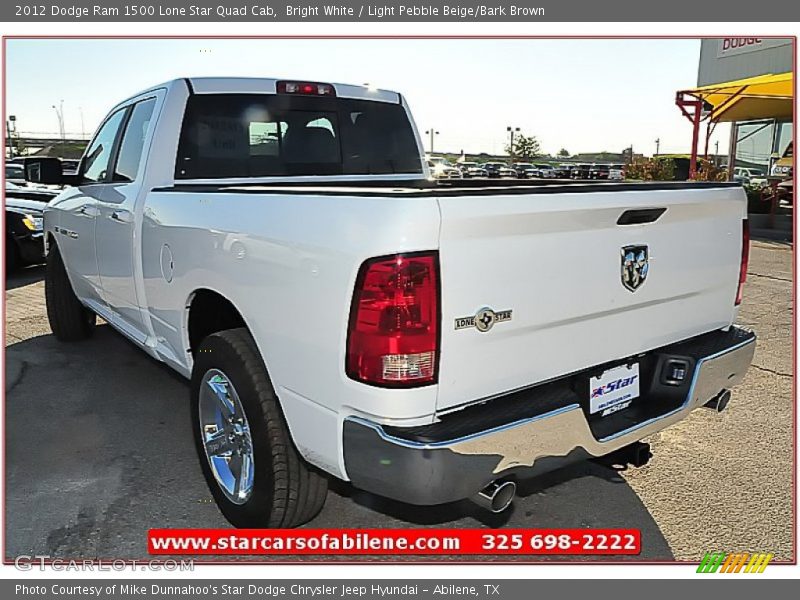 Bright White / Light Pebble Beige/Bark Brown 2012 Dodge Ram 1500 Lone Star Quad Cab