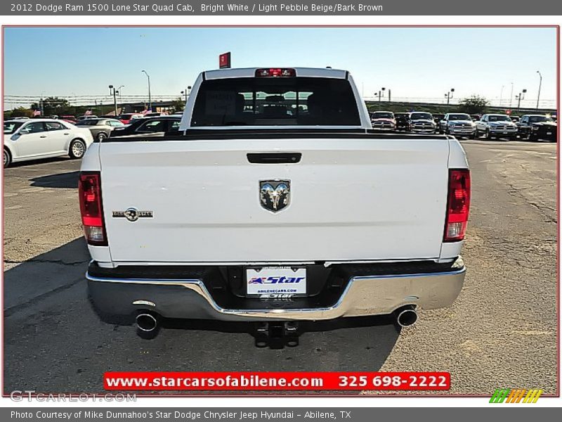 Bright White / Light Pebble Beige/Bark Brown 2012 Dodge Ram 1500 Lone Star Quad Cab