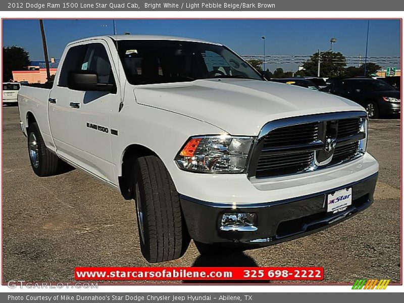 Bright White / Light Pebble Beige/Bark Brown 2012 Dodge Ram 1500 Lone Star Quad Cab