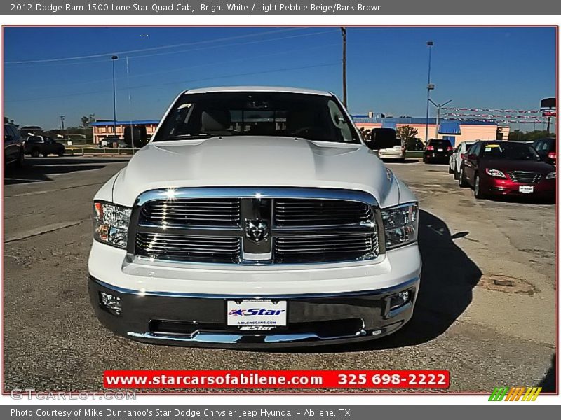 Bright White / Light Pebble Beige/Bark Brown 2012 Dodge Ram 1500 Lone Star Quad Cab