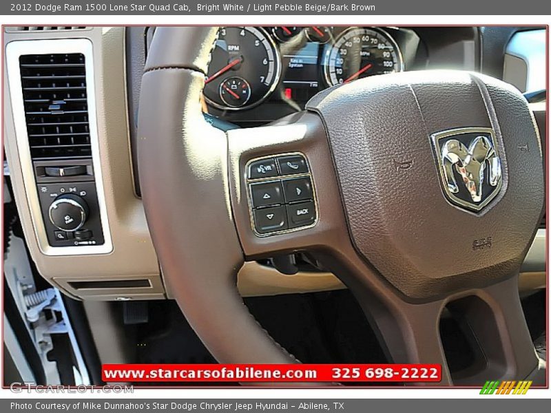 Bright White / Light Pebble Beige/Bark Brown 2012 Dodge Ram 1500 Lone Star Quad Cab