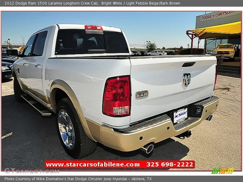 Bright White / Light Pebble Beige/Bark Brown 2012 Dodge Ram 1500 Laramie Longhorn Crew Cab