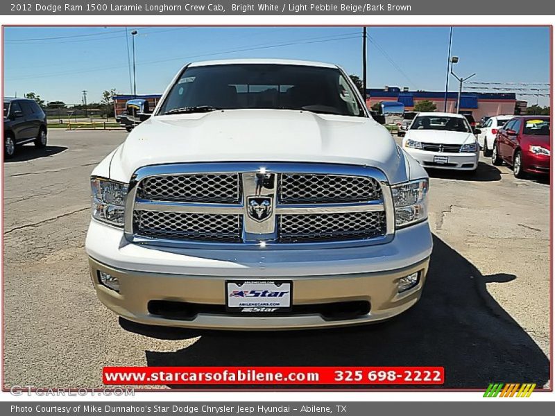 Bright White / Light Pebble Beige/Bark Brown 2012 Dodge Ram 1500 Laramie Longhorn Crew Cab
