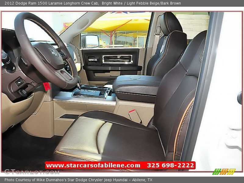 Bright White / Light Pebble Beige/Bark Brown 2012 Dodge Ram 1500 Laramie Longhorn Crew Cab