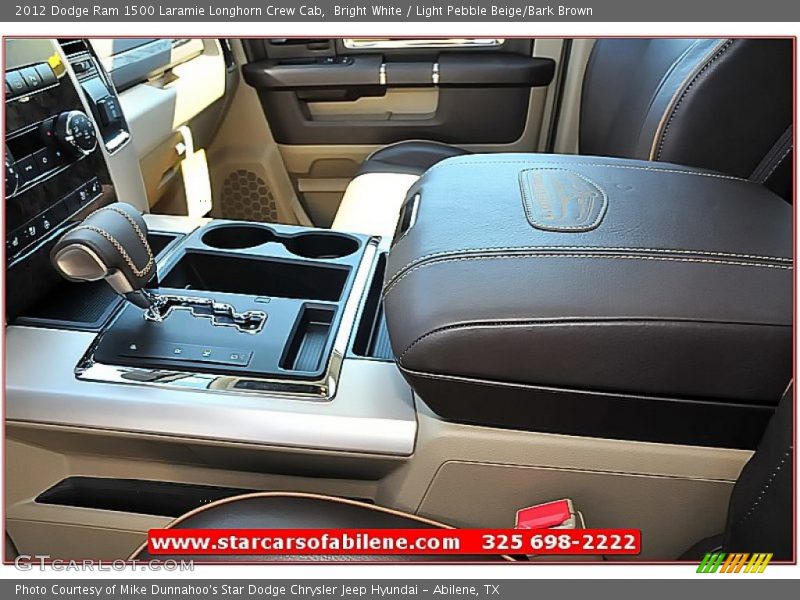 Bright White / Light Pebble Beige/Bark Brown 2012 Dodge Ram 1500 Laramie Longhorn Crew Cab
