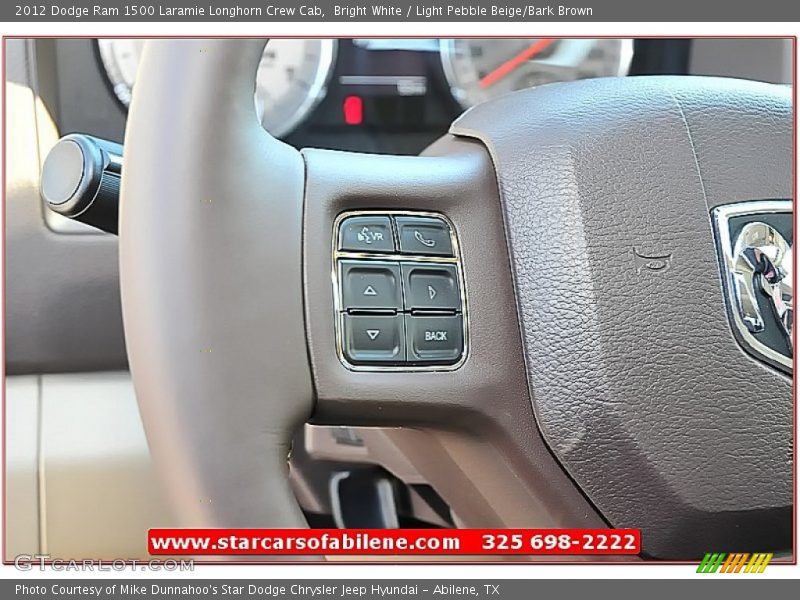 Bright White / Light Pebble Beige/Bark Brown 2012 Dodge Ram 1500 Laramie Longhorn Crew Cab