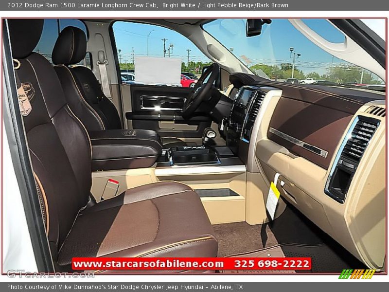 Bright White / Light Pebble Beige/Bark Brown 2012 Dodge Ram 1500 Laramie Longhorn Crew Cab