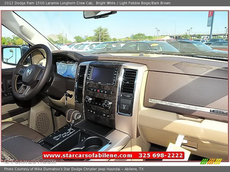 Bright White / Light Pebble Beige/Bark Brown 2012 Dodge Ram 1500 Laramie Longhorn Crew Cab