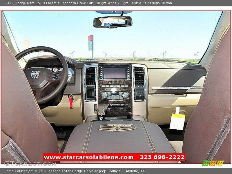 Bright White / Light Pebble Beige/Bark Brown 2012 Dodge Ram 1500 Laramie Longhorn Crew Cab
