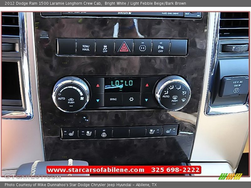 Bright White / Light Pebble Beige/Bark Brown 2012 Dodge Ram 1500 Laramie Longhorn Crew Cab