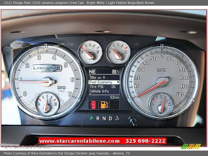 Bright White / Light Pebble Beige/Bark Brown 2012 Dodge Ram 1500 Laramie Longhorn Crew Cab