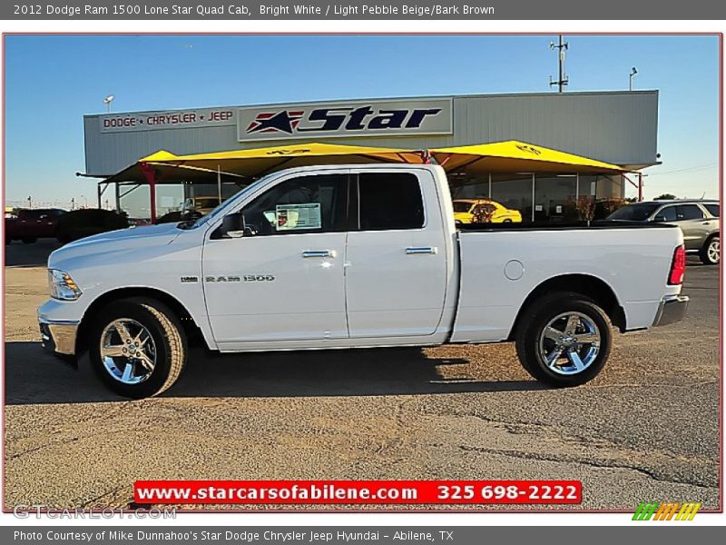 Bright White / Light Pebble Beige/Bark Brown 2012 Dodge Ram 1500 Lone Star Quad Cab