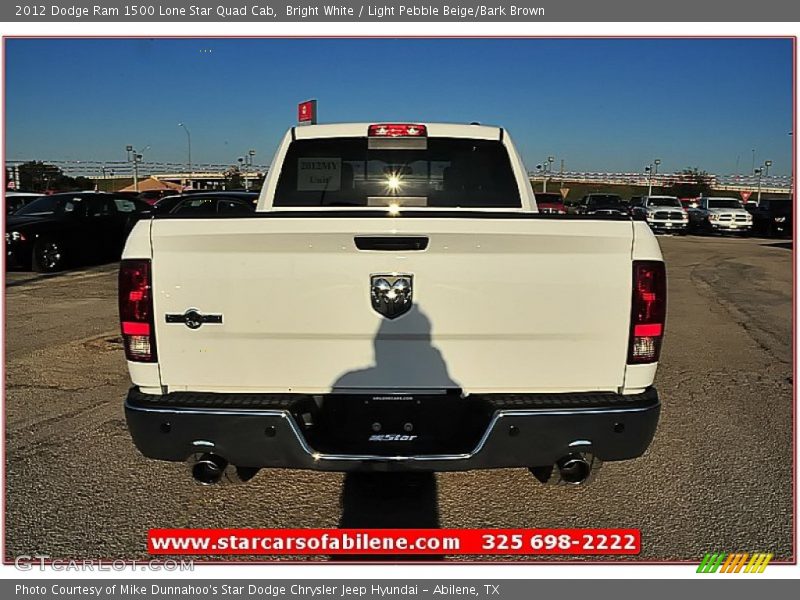 Bright White / Light Pebble Beige/Bark Brown 2012 Dodge Ram 1500 Lone Star Quad Cab