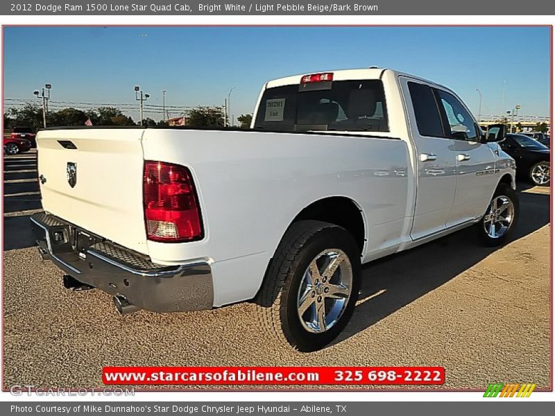 Bright White / Light Pebble Beige/Bark Brown 2012 Dodge Ram 1500 Lone Star Quad Cab