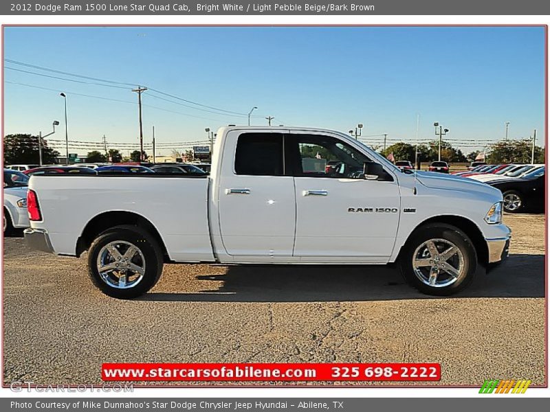 Bright White / Light Pebble Beige/Bark Brown 2012 Dodge Ram 1500 Lone Star Quad Cab