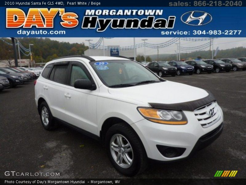 Pearl White / Beige 2010 Hyundai Santa Fe GLS 4WD