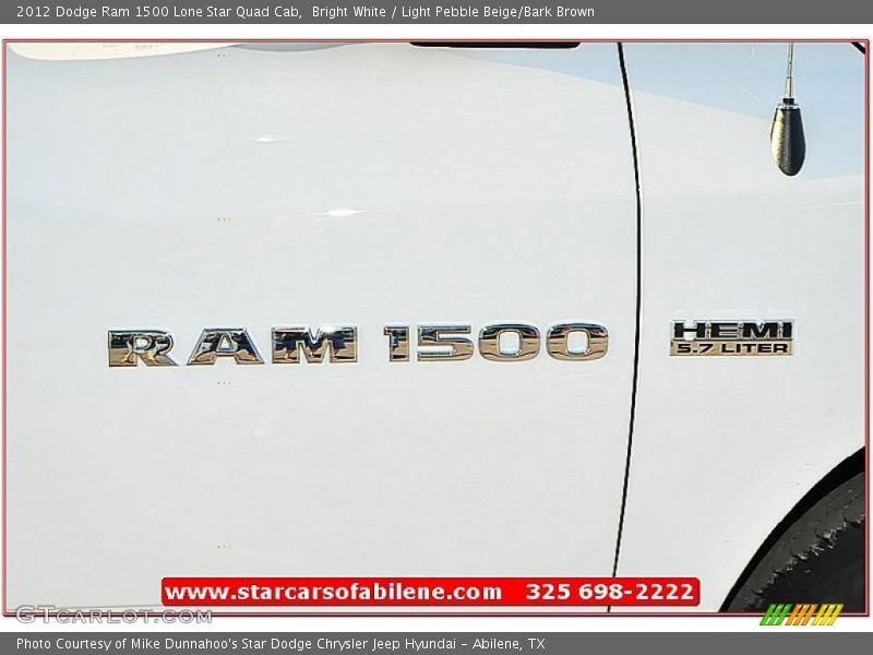 Bright White / Light Pebble Beige/Bark Brown 2012 Dodge Ram 1500 Lone Star Quad Cab