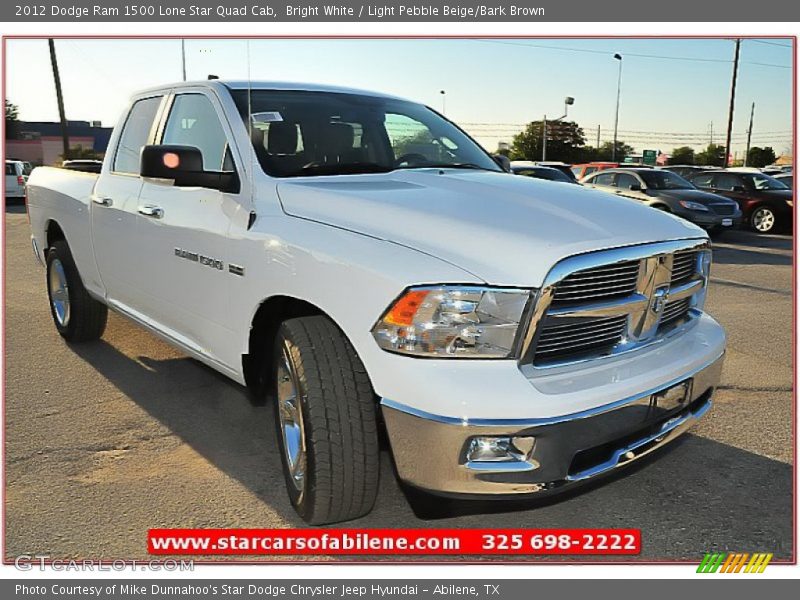 Bright White / Light Pebble Beige/Bark Brown 2012 Dodge Ram 1500 Lone Star Quad Cab