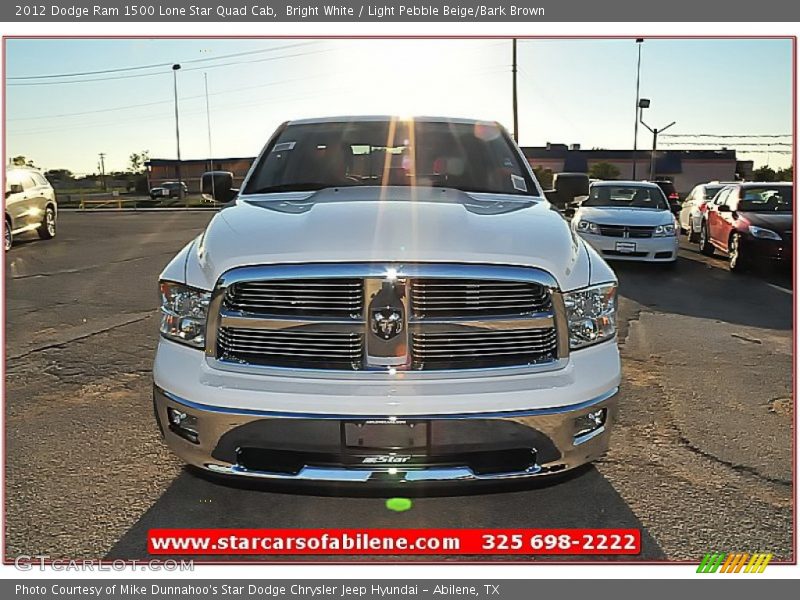 Bright White / Light Pebble Beige/Bark Brown 2012 Dodge Ram 1500 Lone Star Quad Cab