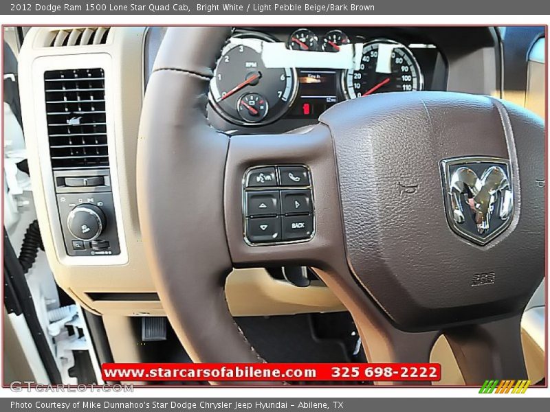 Bright White / Light Pebble Beige/Bark Brown 2012 Dodge Ram 1500 Lone Star Quad Cab
