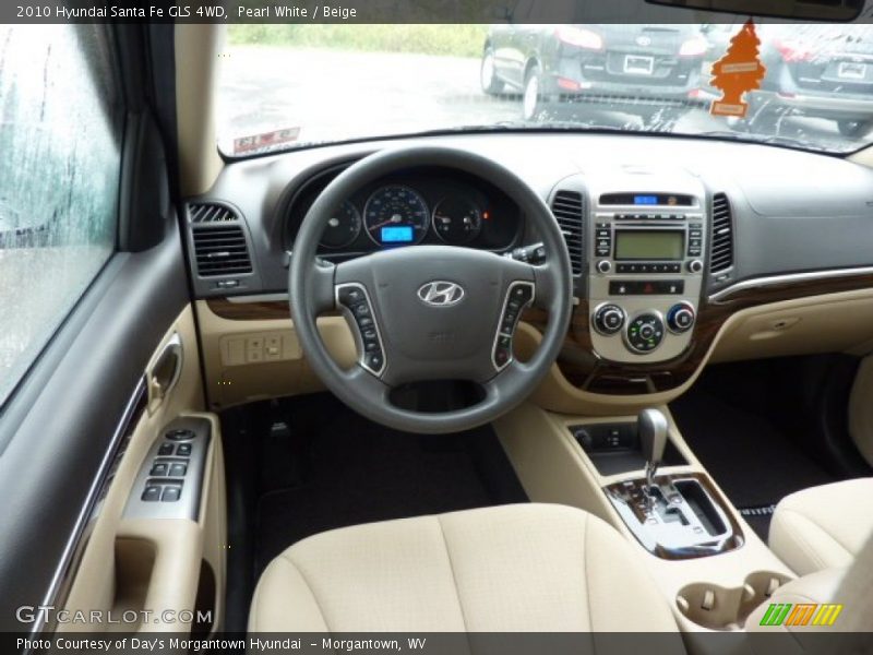 Pearl White / Beige 2010 Hyundai Santa Fe GLS 4WD