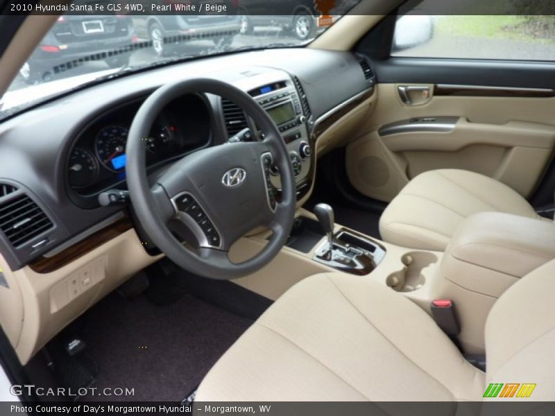 Pearl White / Beige 2010 Hyundai Santa Fe GLS 4WD