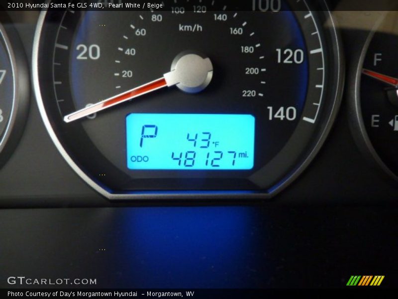 Pearl White / Beige 2010 Hyundai Santa Fe GLS 4WD