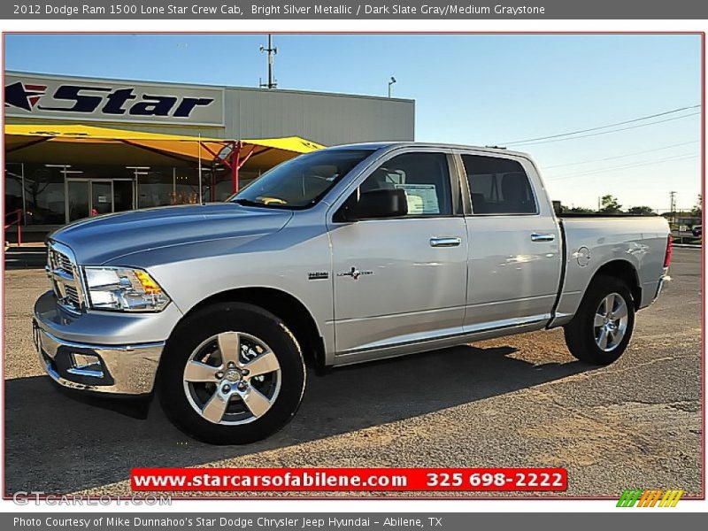 Bright Silver Metallic / Dark Slate Gray/Medium Graystone 2012 Dodge Ram 1500 Lone Star Crew Cab
