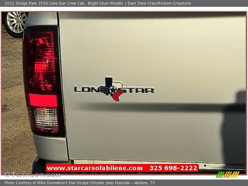 Bright Silver Metallic / Dark Slate Gray/Medium Graystone 2012 Dodge Ram 1500 Lone Star Crew Cab