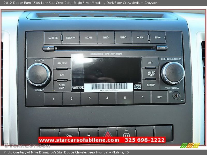 Bright Silver Metallic / Dark Slate Gray/Medium Graystone 2012 Dodge Ram 1500 Lone Star Crew Cab