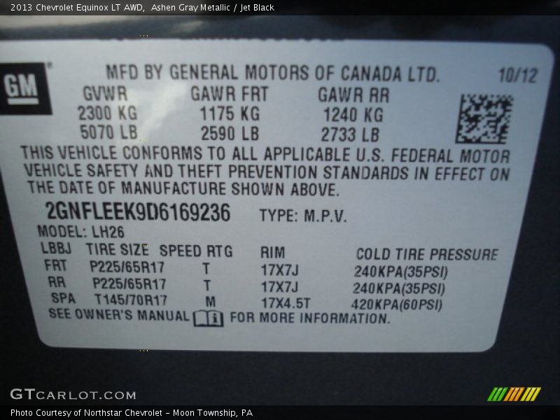 Ashen Gray Metallic / Jet Black 2013 Chevrolet Equinox LT AWD