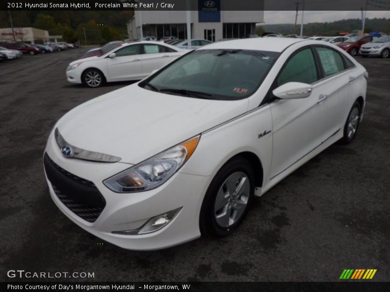 Porcelain White Pearl / Gray 2012 Hyundai Sonata Hybrid