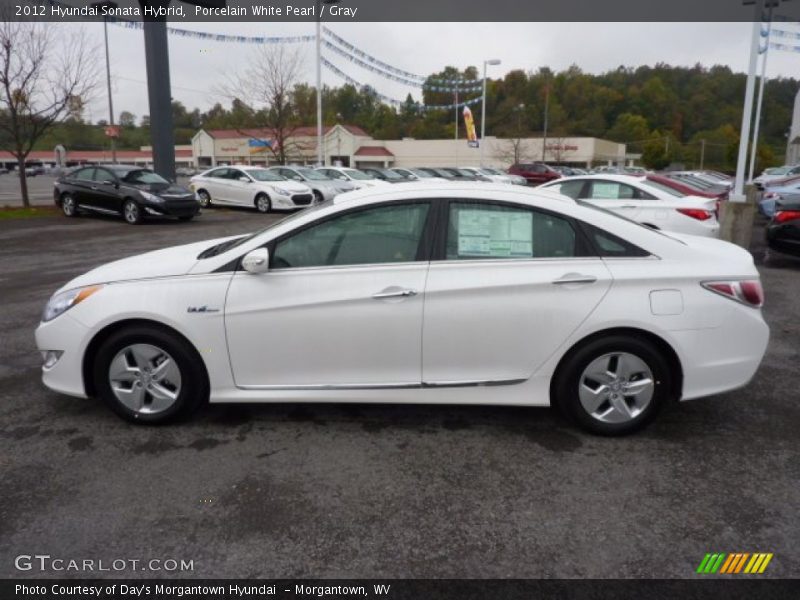 Porcelain White Pearl / Gray 2012 Hyundai Sonata Hybrid