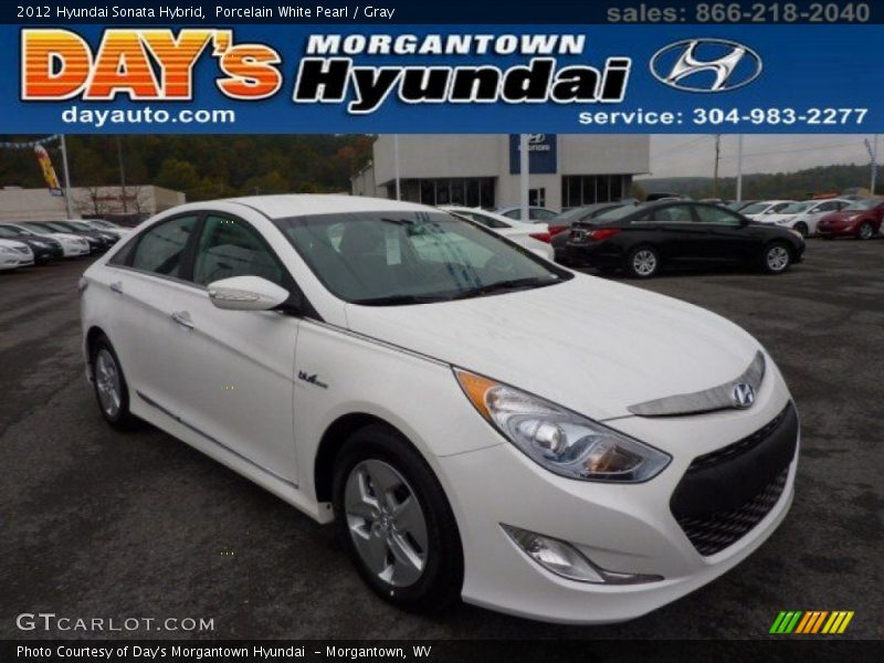 Porcelain White Pearl / Gray 2012 Hyundai Sonata Hybrid