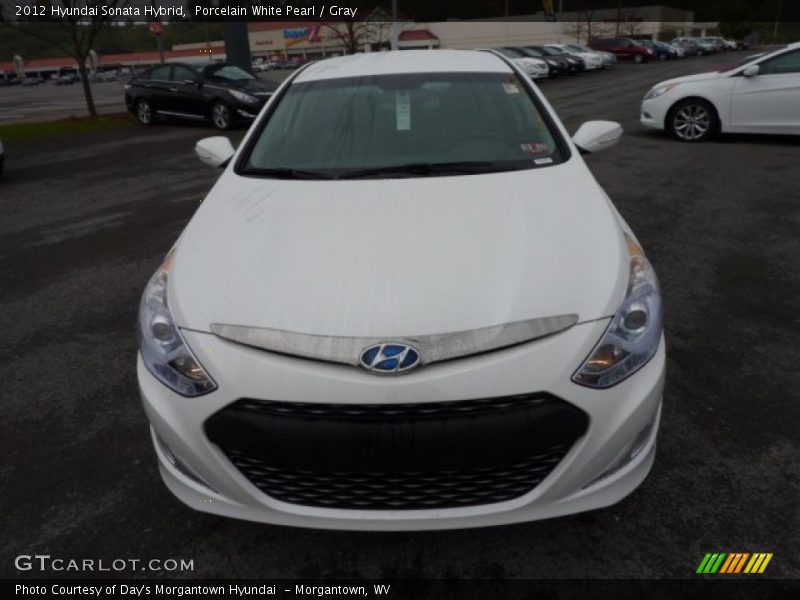 Porcelain White Pearl / Gray 2012 Hyundai Sonata Hybrid