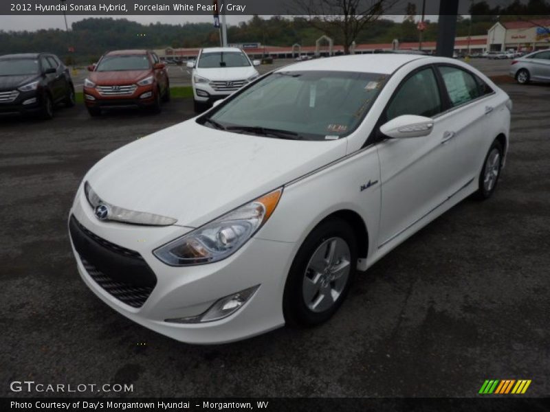 Porcelain White Pearl / Gray 2012 Hyundai Sonata Hybrid