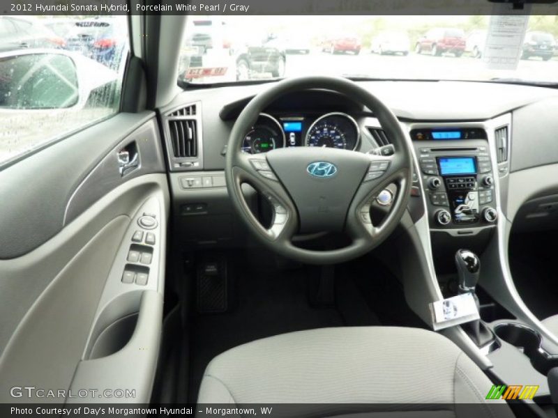 Porcelain White Pearl / Gray 2012 Hyundai Sonata Hybrid