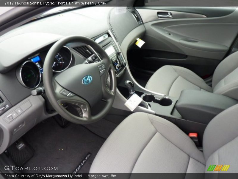Porcelain White Pearl / Gray 2012 Hyundai Sonata Hybrid