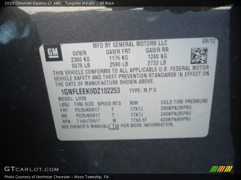 Tungsten Metallic / Jet Black 2013 Chevrolet Equinox LT AWD