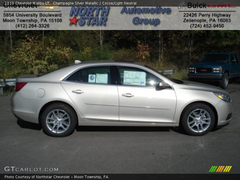 Champagne Silver Metallic / Cocoa/Light Neutral 2013 Chevrolet Malibu LT