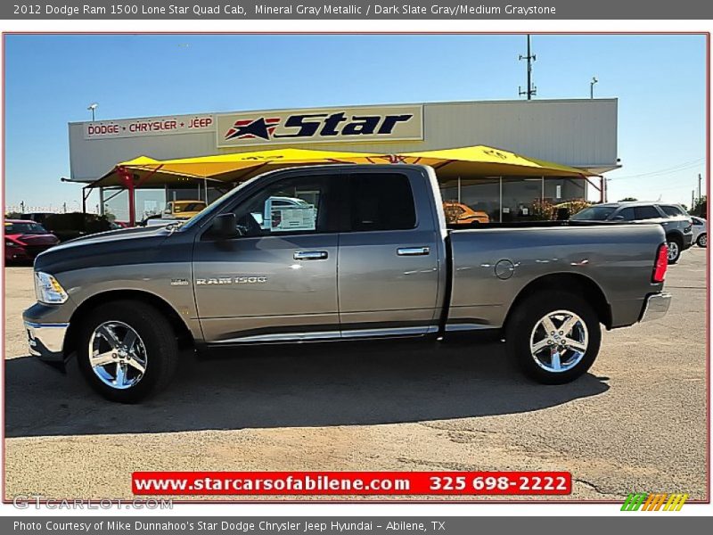 Mineral Gray Metallic / Dark Slate Gray/Medium Graystone 2012 Dodge Ram 1500 Lone Star Quad Cab