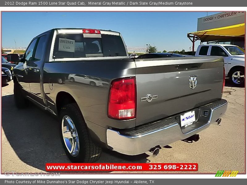 Mineral Gray Metallic / Dark Slate Gray/Medium Graystone 2012 Dodge Ram 1500 Lone Star Quad Cab