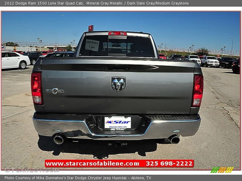 Mineral Gray Metallic / Dark Slate Gray/Medium Graystone 2012 Dodge Ram 1500 Lone Star Quad Cab