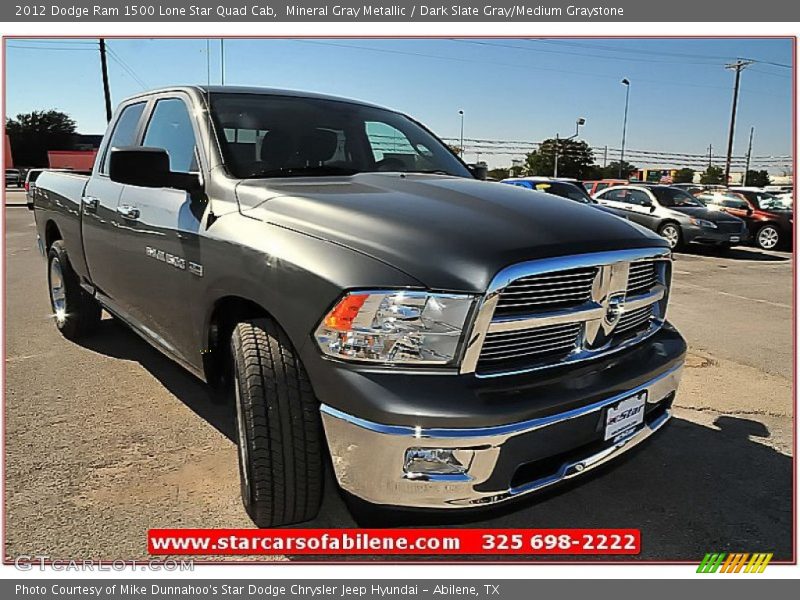 Mineral Gray Metallic / Dark Slate Gray/Medium Graystone 2012 Dodge Ram 1500 Lone Star Quad Cab