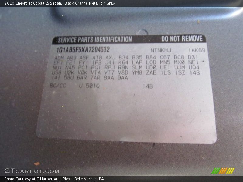 Black Granite Metallic / Gray 2010 Chevrolet Cobalt LS Sedan