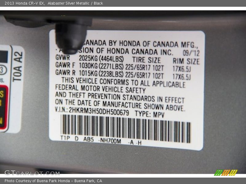 Alabaster Silver Metallic / Black 2013 Honda CR-V EX