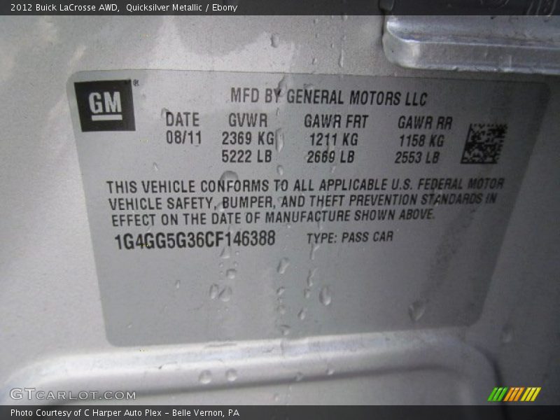 Quicksilver Metallic / Ebony 2012 Buick LaCrosse AWD